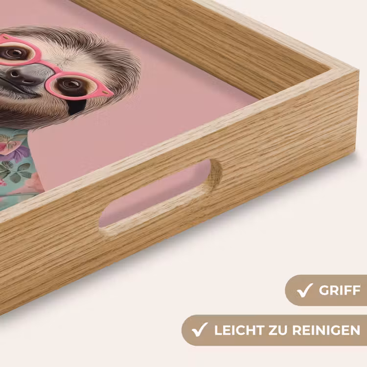 Tablett - Faultier - Blumendruck - Brille - Rosa — 8