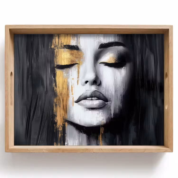 Tablett - Gesicht - Frau - Pinselstriche - Abstrakt — 1