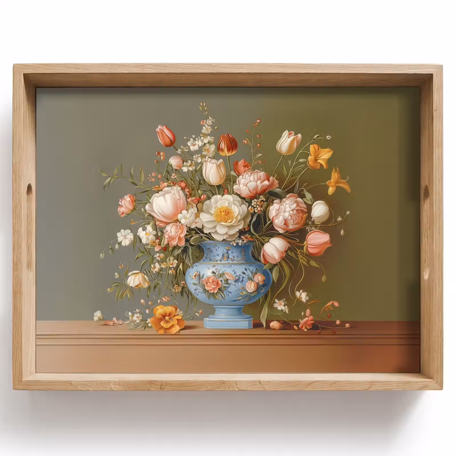 Tablett - Neutral - Blumen - Blumenstrauß - Vase — 1
