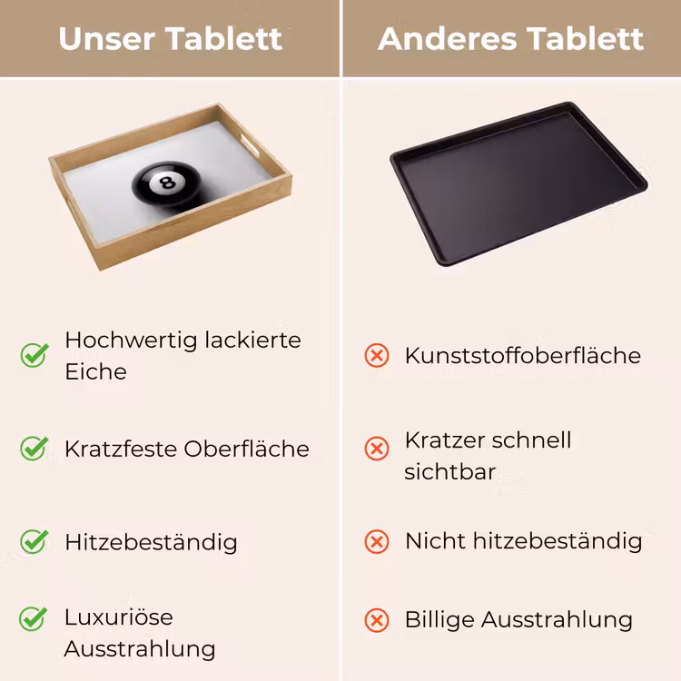 Tablett - Billardkugel - Zahl - Acht - Weiß — 9