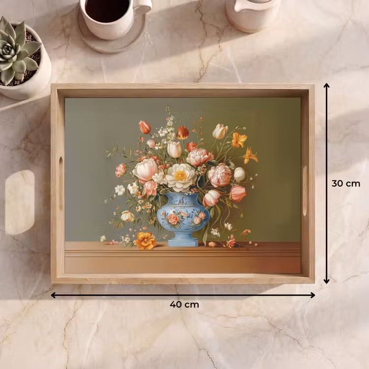 Tablett - Neutral - Blumen - Blumenstrauß - Vase — 7