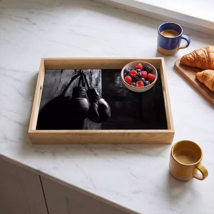 Tablett - Boxhandschuhe - Wand - Dunkel - Schwarz — 3