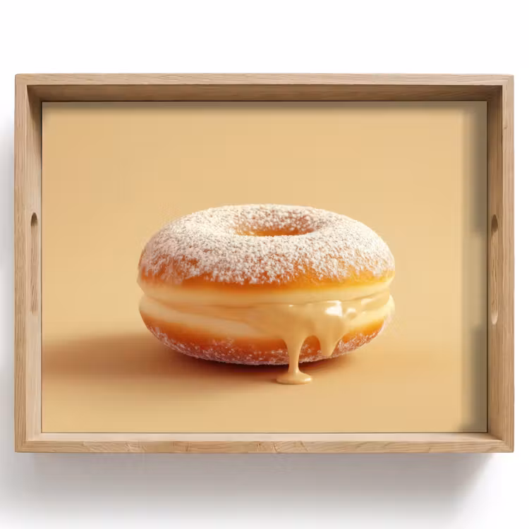 Tablett - Donut - Cremig - Puderzucker - Beige — 1