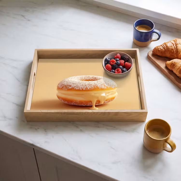 Tablett - Donut - Cremig - Puderzucker - Beige — 3