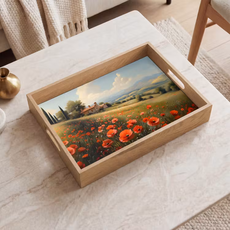 Tablett - Mohnblumen - Rot - Hügel - Landschaft — 2