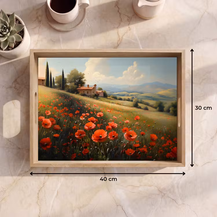 Tablett - Mohnblumen - Rot - Hügel - Landschaft — 7