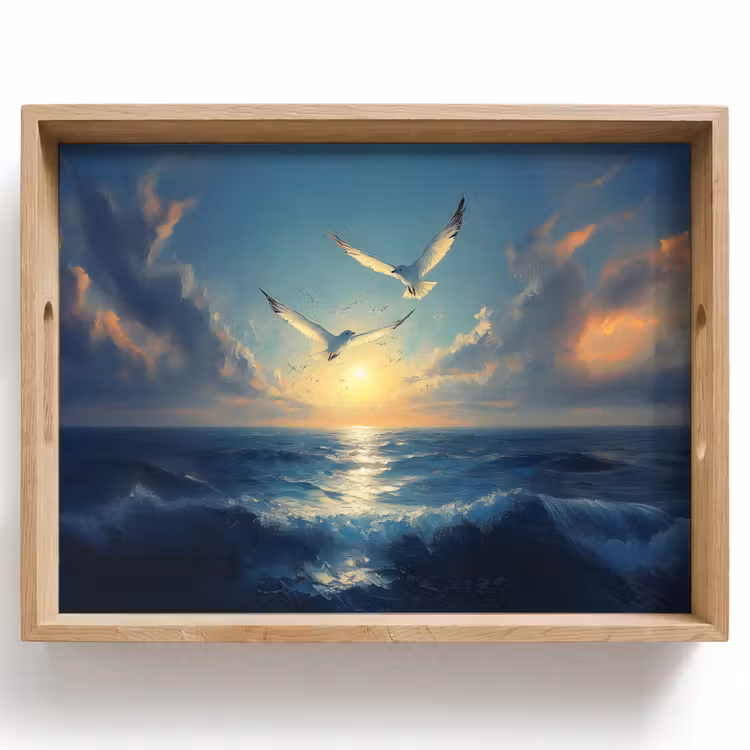 Tablett - Möwen - Meer - Wolken -Blau — 1