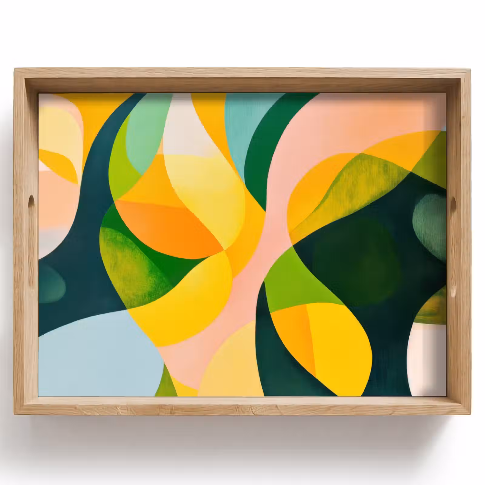 Tablett - Abstrakt - Gelb - Rosa - Grün — 1