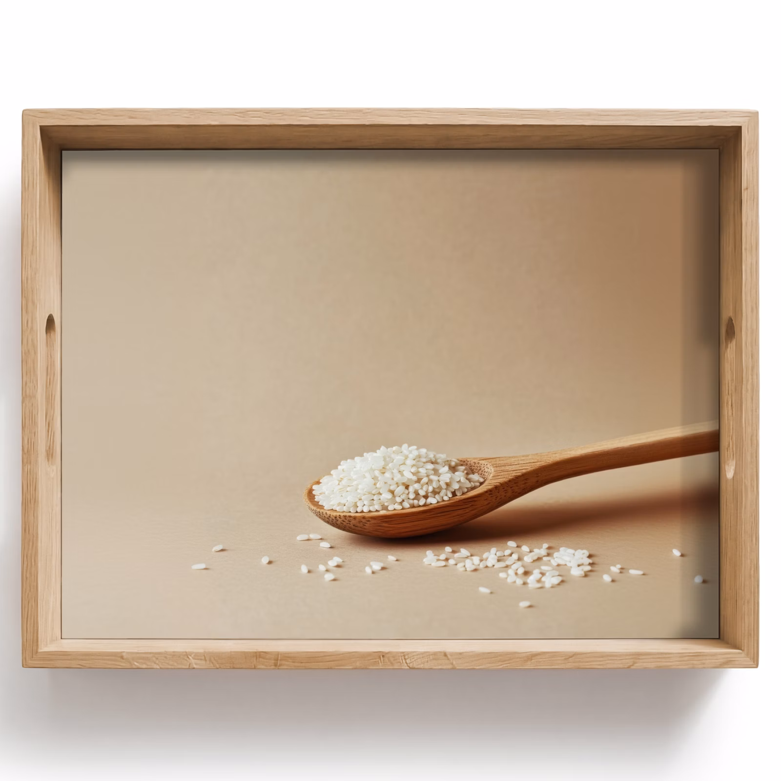 Tablett - Löffel - Reis - Holz - Beige — 1