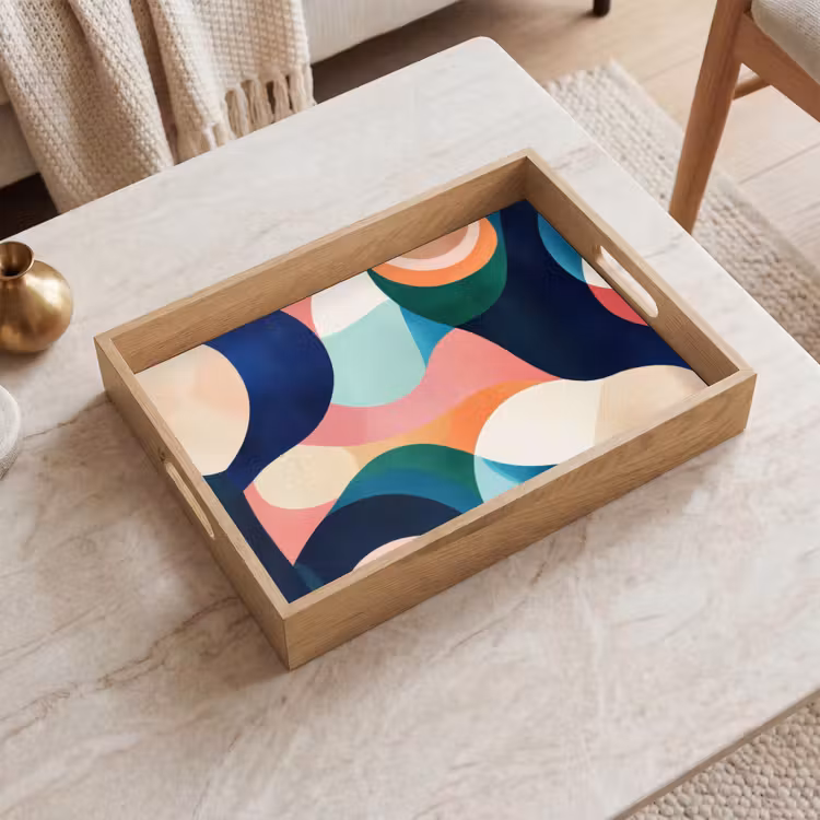 Tablett - Abstrakt - Blau - Rosa — 2