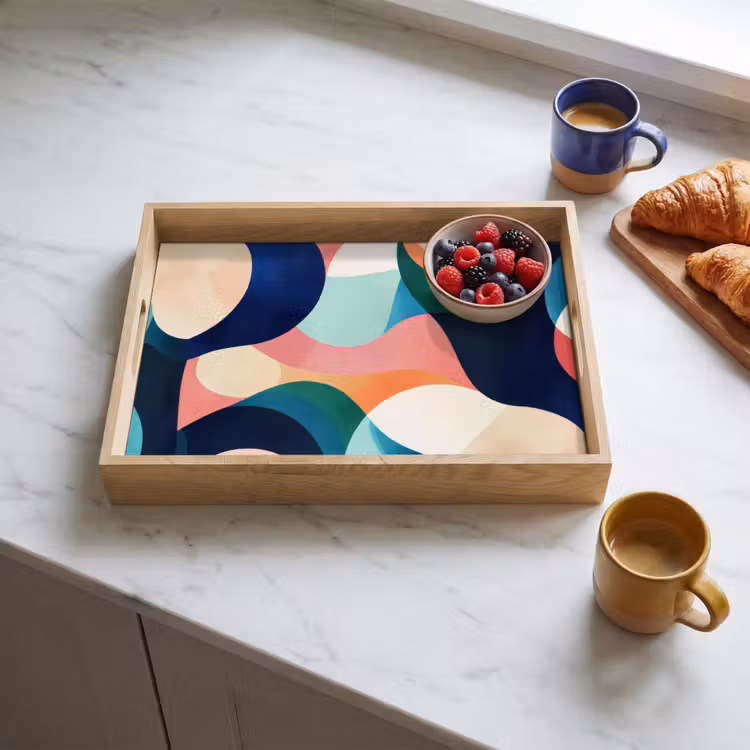 Tablett - Abstrakt - Blau - Rosa — 3