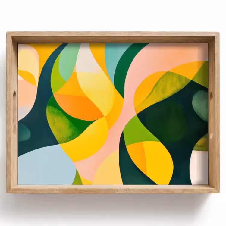 Tablett - Abstrakt - Gelb - Rosa - Grün — 1