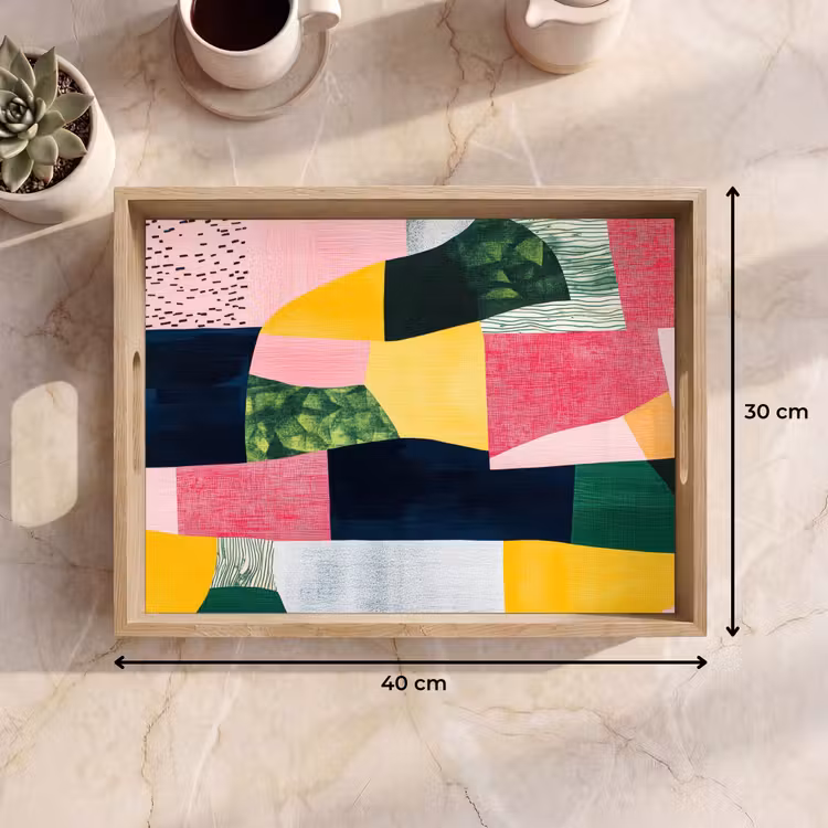 Tablett - Abstrakt - Rosa - Formen - Gelb — 7