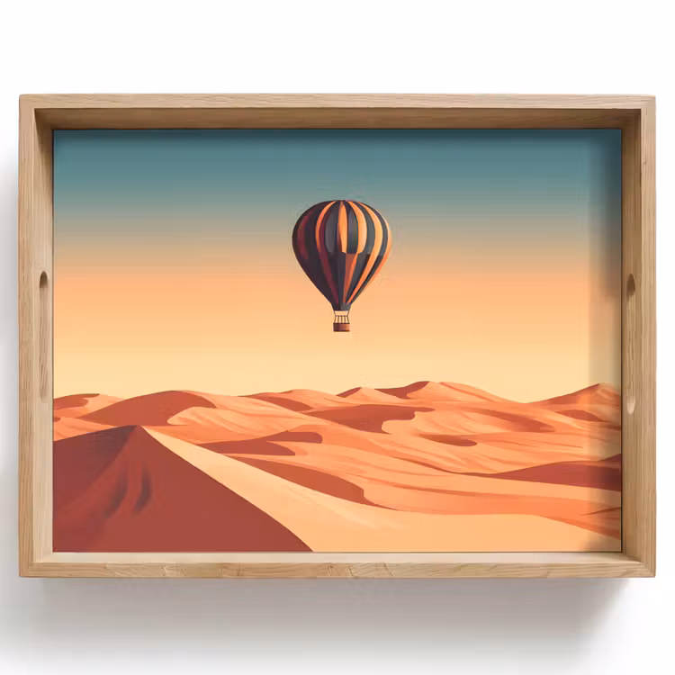 Tablett - Heißluftballon - Wüste - Sonnenuntergang - Blau — 1
