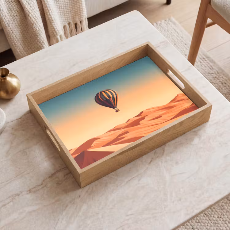 Tablett - Heißluftballon - Wüste - Sonnenuntergang - Blau — 2