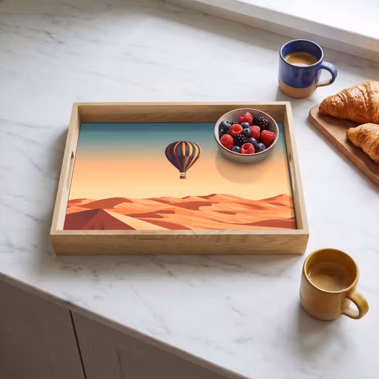 Tablett - Heißluftballon - Wüste - Sonnenuntergang - Blau — 3