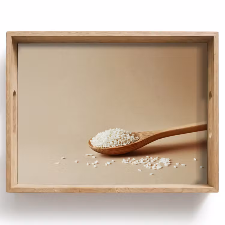 Tablett - Löffel - Reis - Holz - Beige — 1