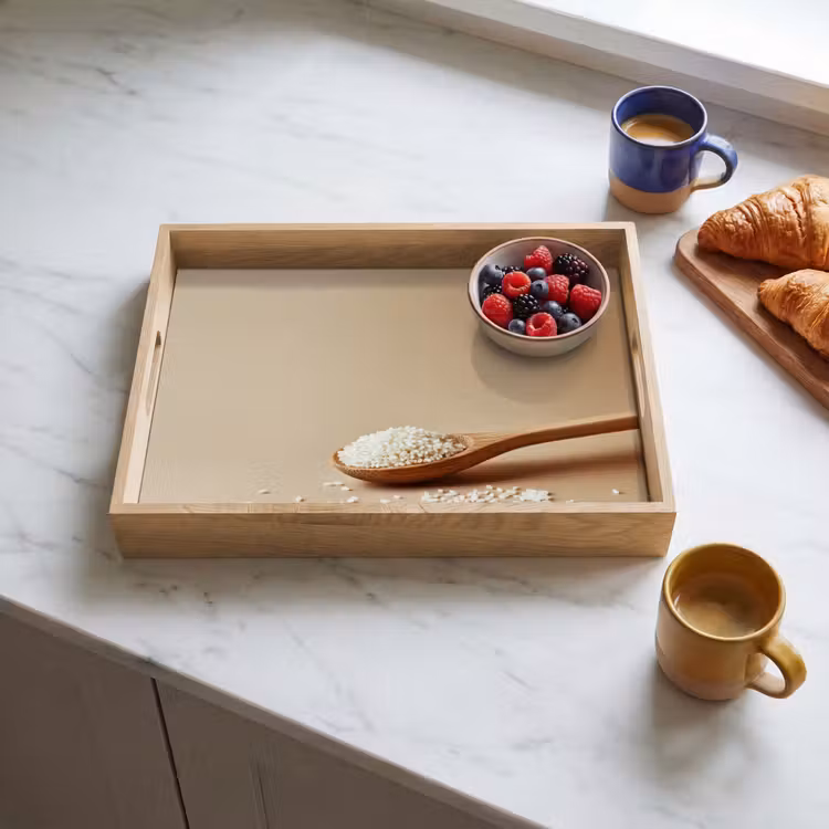 Tablett - Löffel - Reis - Holz - Beige — 3