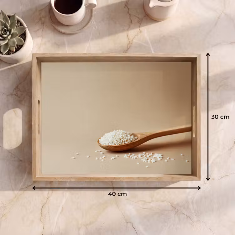 Tablett - Löffel - Reis - Holz - Beige — 7