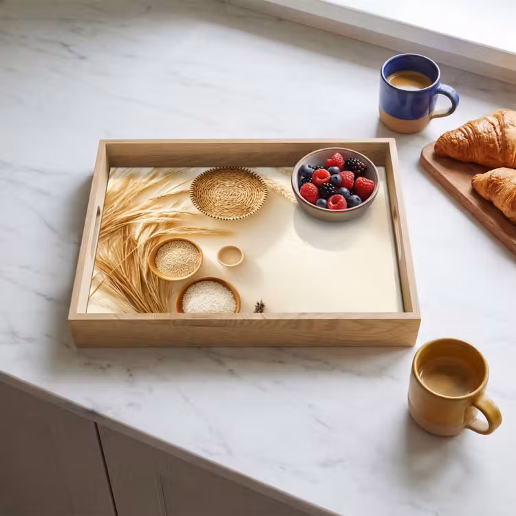 Tablett - Müsli - Holz - Schale - Beige — 3