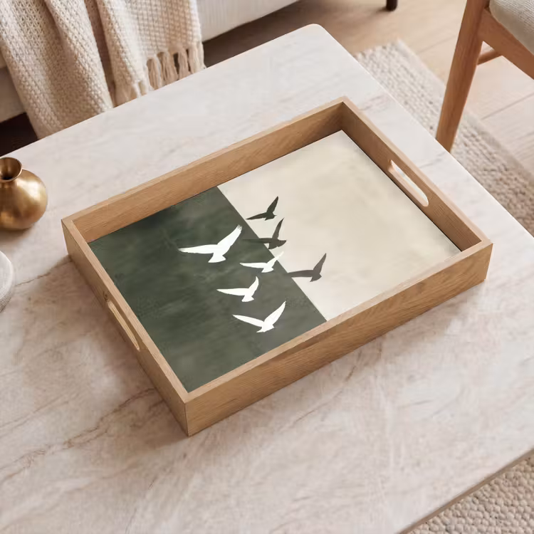 Tablett - Japandi - Vogel - Grün — 2
