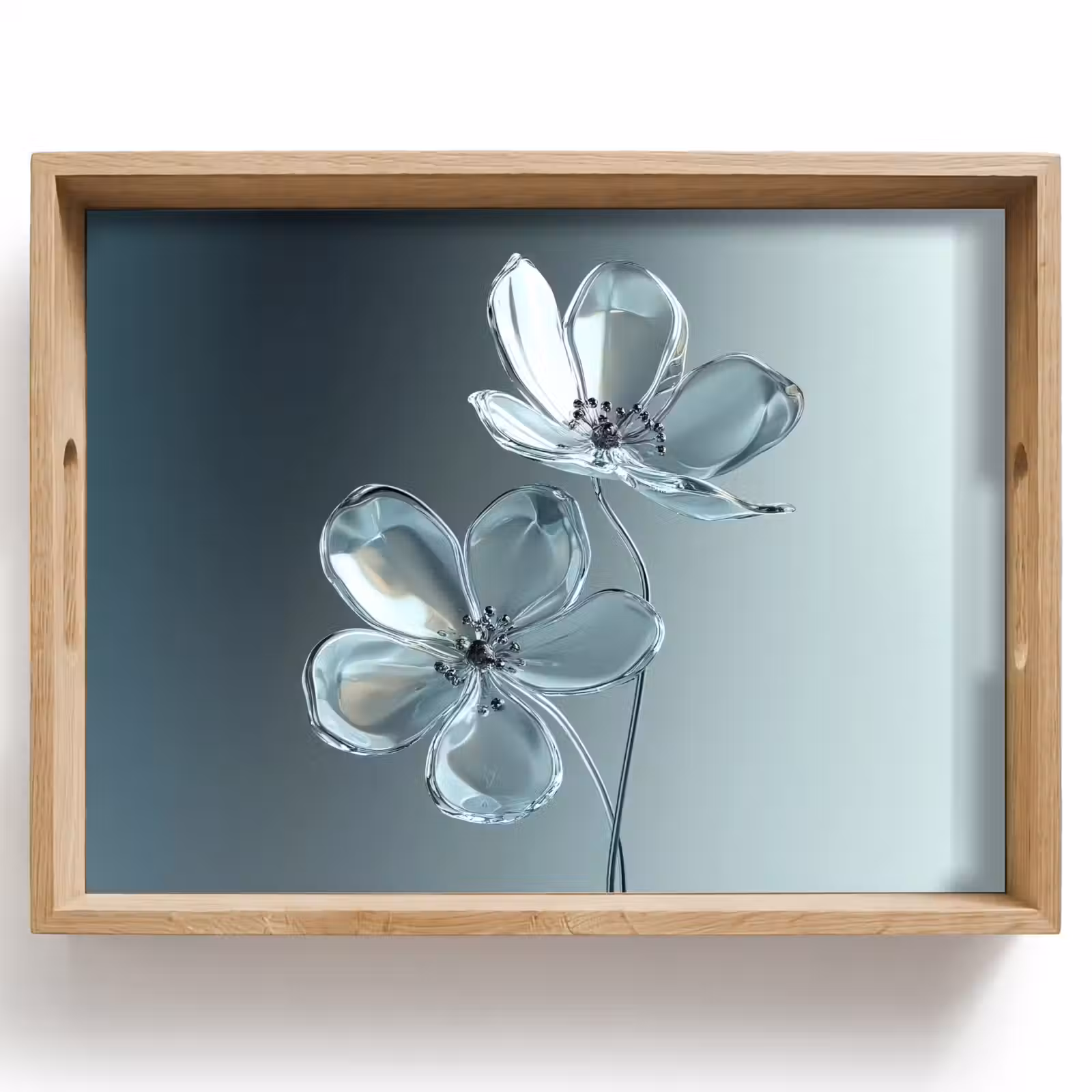 Tablett - Kristall - Blumen - Grau — 1