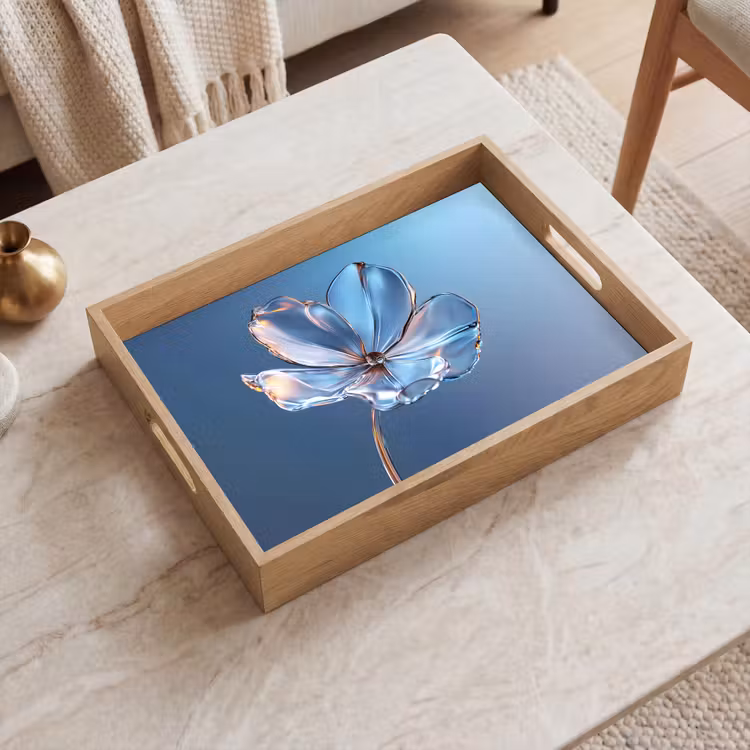 Tablett - Blau - Blume - Gläser - Verziert — 2