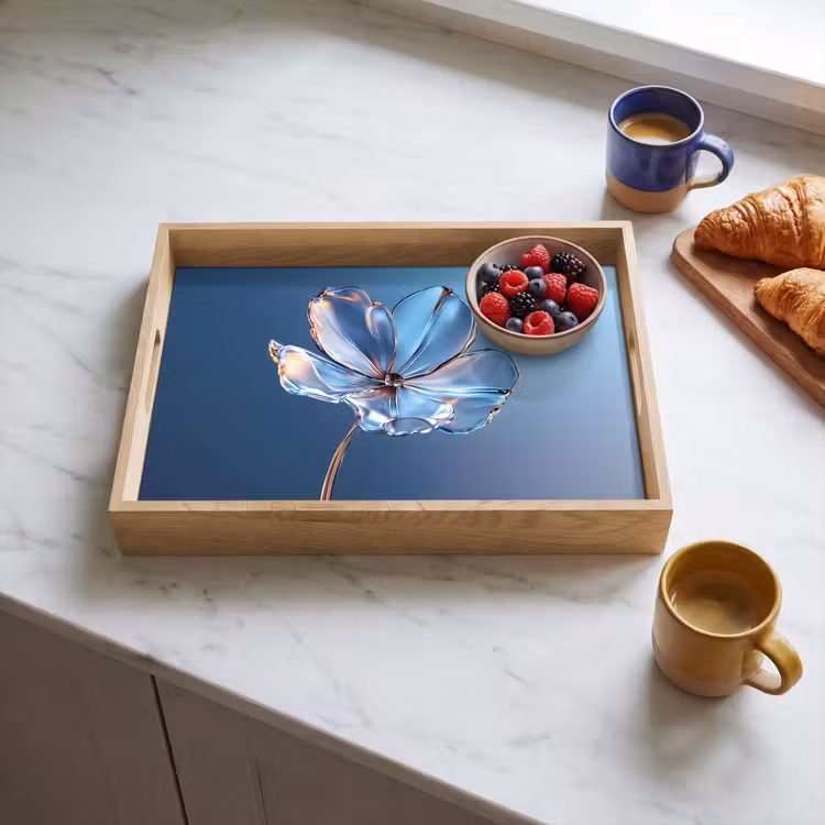 Tablett - Blau - Blume - Gläser - Verziert — 3