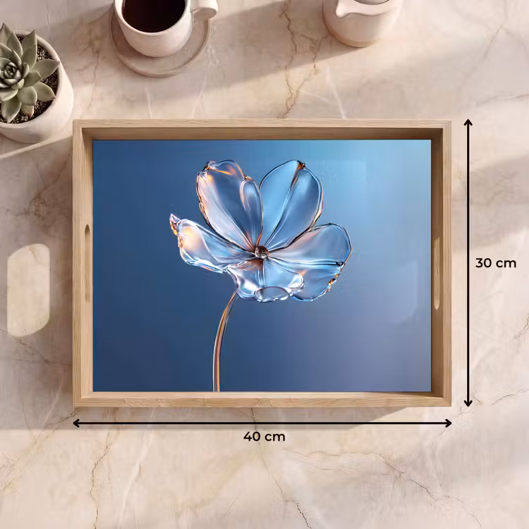 Tablett - Blau - Blume - Gläser - Verziert — 7