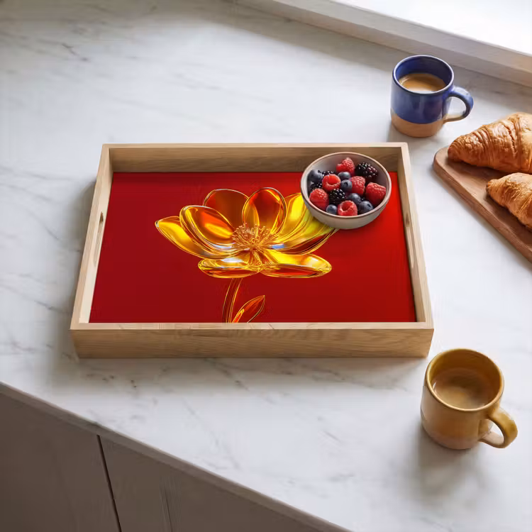 Tablett - Blume - Gold - Gläser — 3
