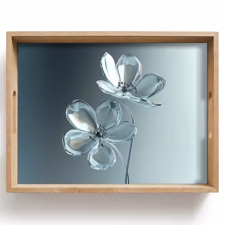 Tablett - Kristall - Blumen - Grau — 1