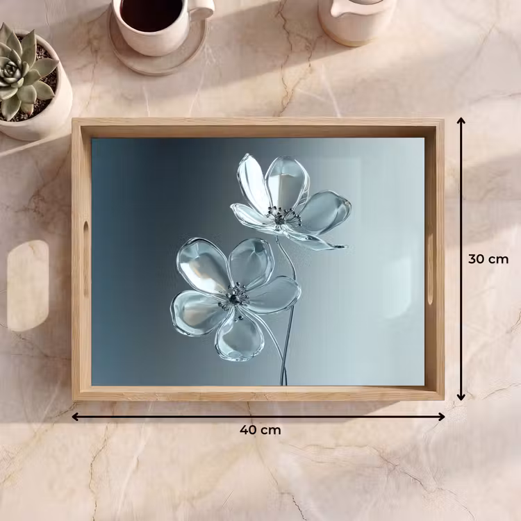 Tablett - Kristall - Blumen - Grau — 7