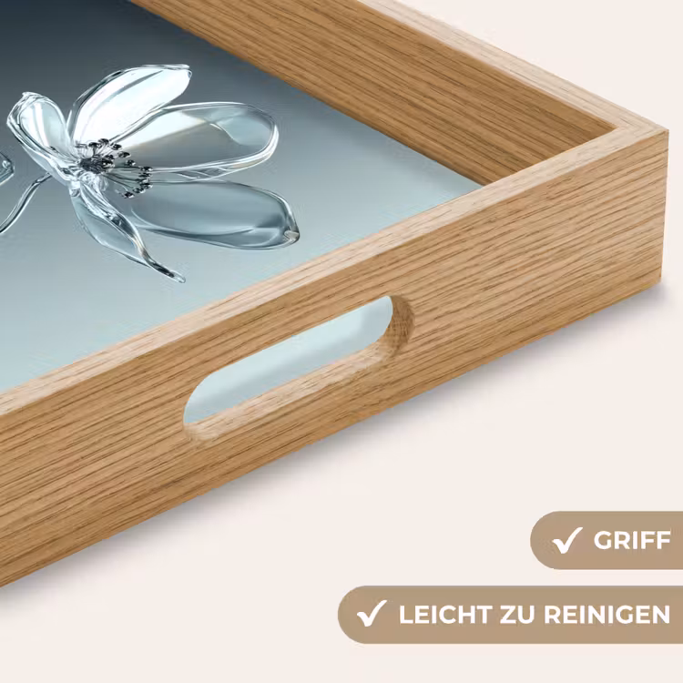 Tablett - Kristall - Blumen - Grau — 8