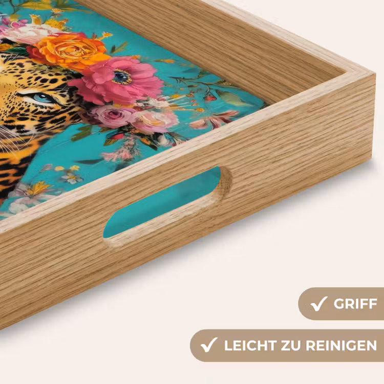 Tablett - Leopard - Blumen - Krone — 8