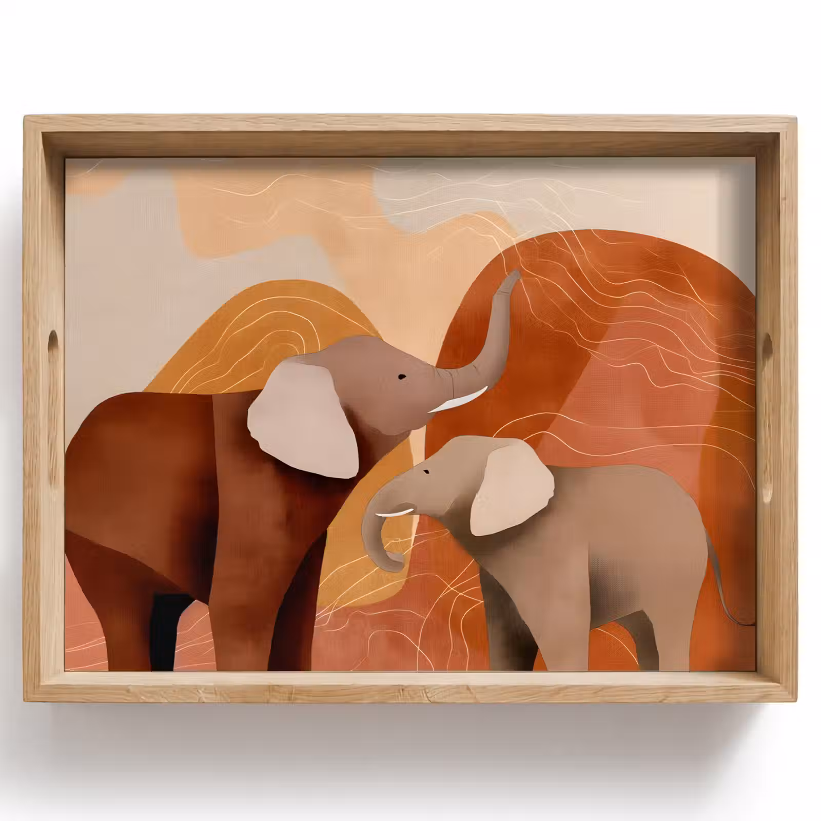 Tablett - Elefanten - Orange - Abstrakt — 1
