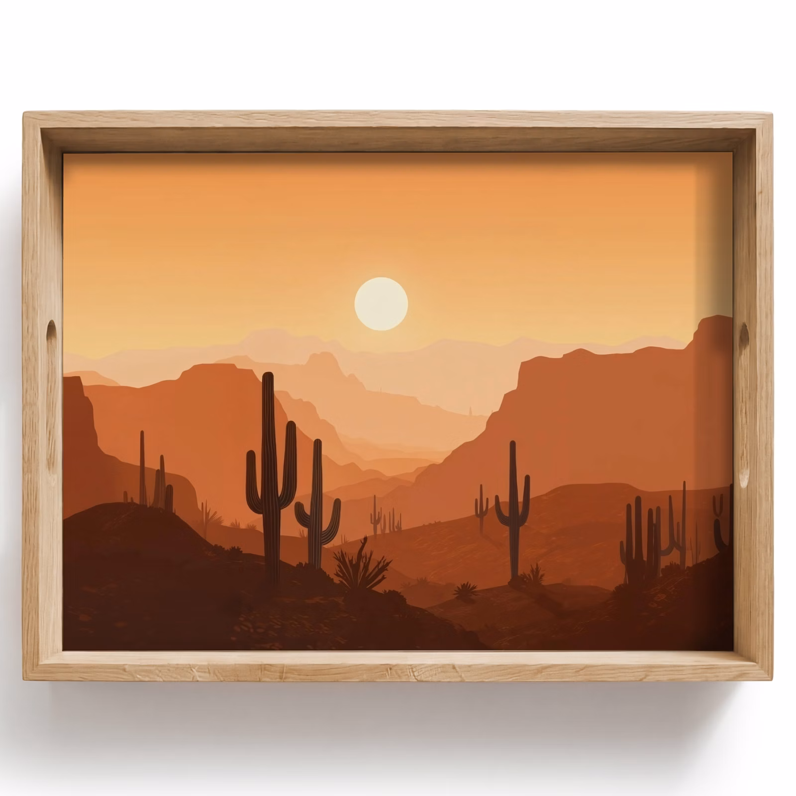 Tablett - Landschaft - Wüste - Kakteen - Sonne — 1