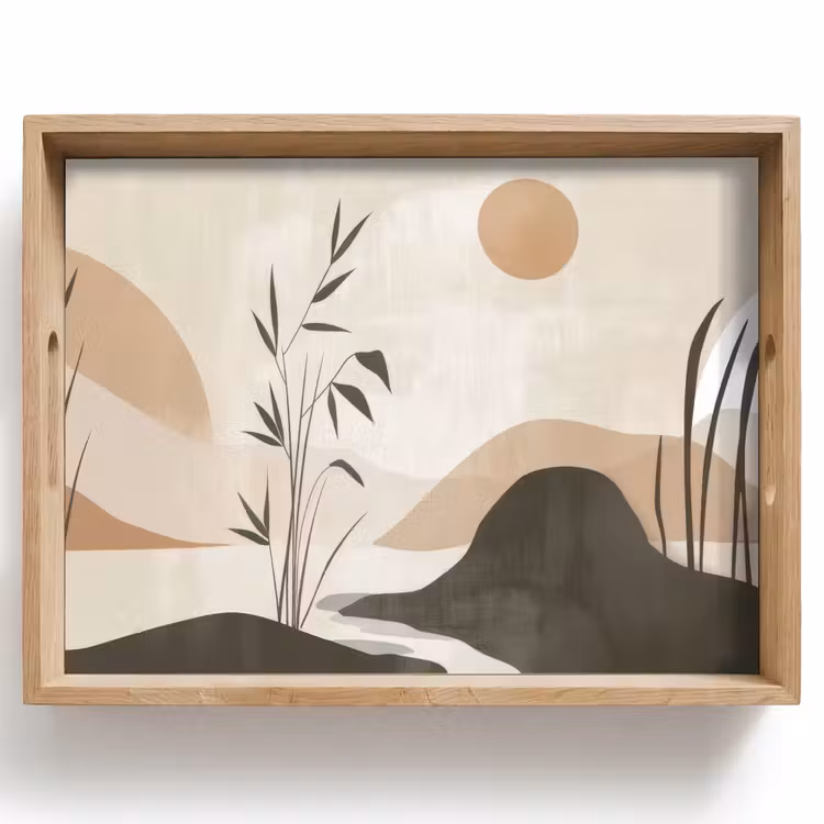 Tablett - Japandi - Landschaft - Beige — 1