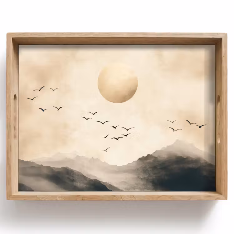 Tablett - Landschaft - Japandi - Vogel — 1