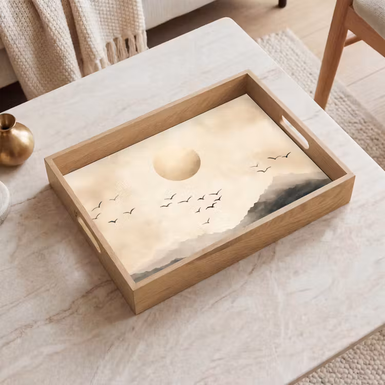 Tablett - Landschaft - Japandi - Vogel — 2
