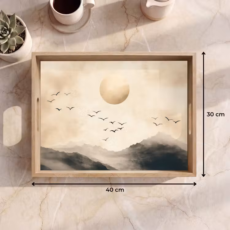 Tablett - Landschaft - Japandi - Vogel — 7