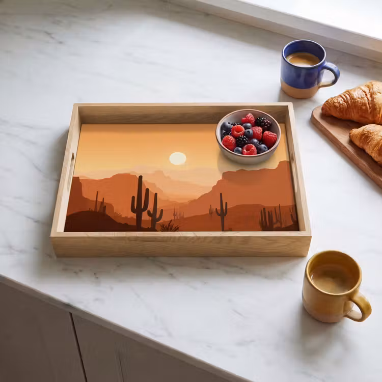Tablett - Landschaft - Wüste - Kakteen - Sonne — 3