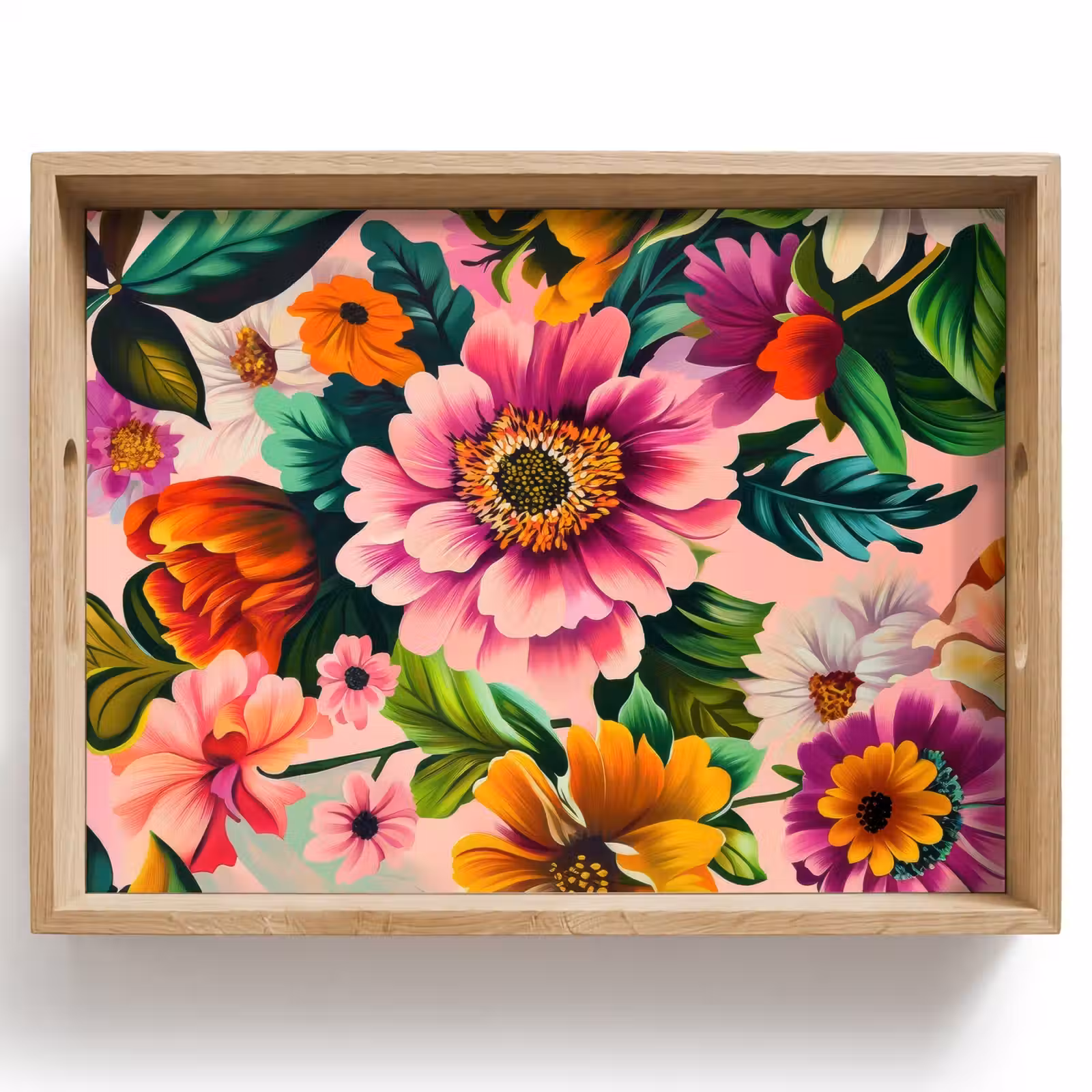 Tablett - Blumen - Bunt - Rosa — 1