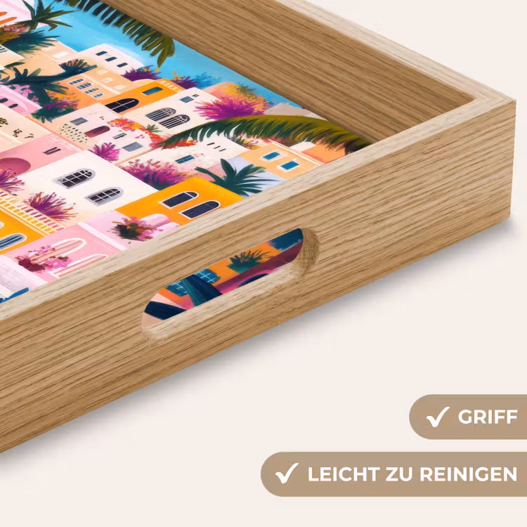 Tablett - Bunt - Rosa - Orange - Gelb - Blumen — 8