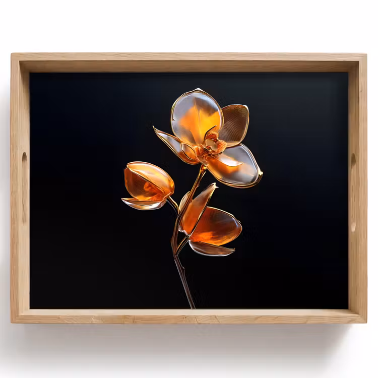 Tablett - Blume - Orchidee - Orange — 1