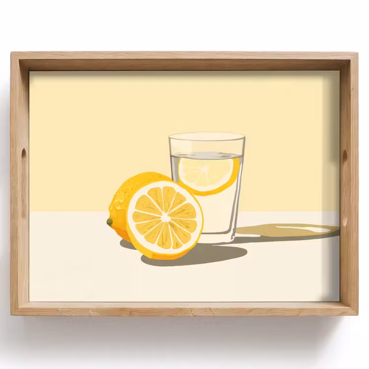 Tablett - Glas - Zitronenscheiben - Gelb — 1