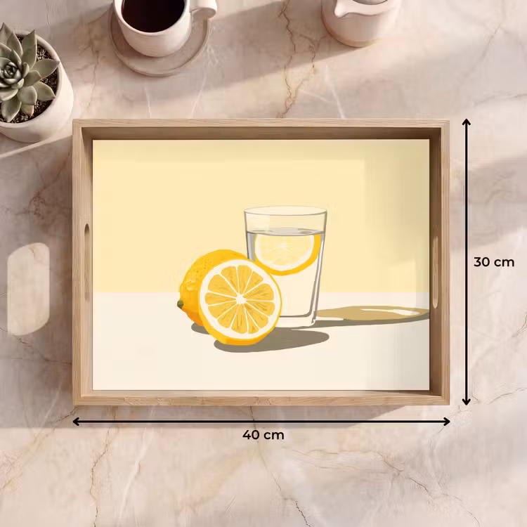 Tablett - Glas - Zitronenscheiben - Gelb — 7