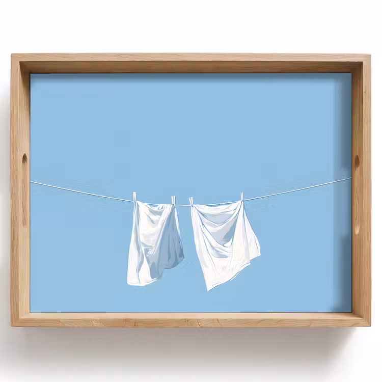 Tablett - Laken - Wäscheleine - Blau - Minimalistisch — 1