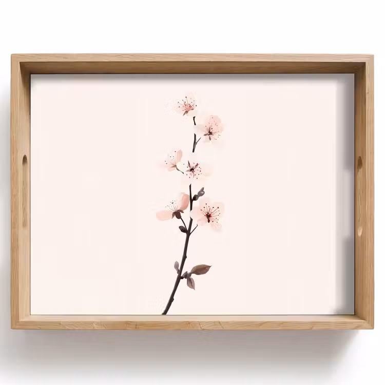 Tablett - Minimalistisch - Blüte - Zweig - Rosa — 1