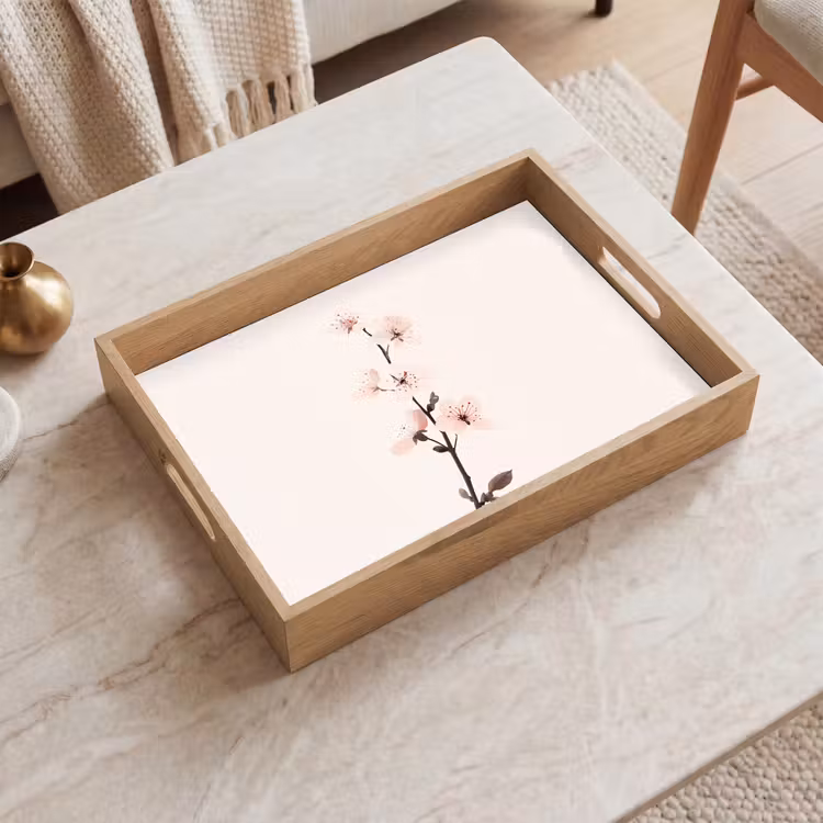 Tablett - Minimalistisch - Blüte - Zweig - Rosa — 2