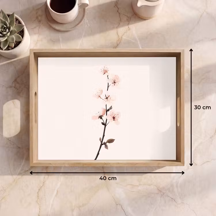 Tablett - Minimalistisch - Blüte - Zweig - Rosa — 7